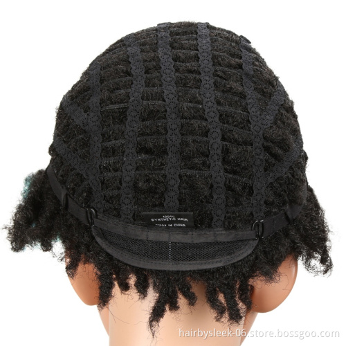 Rebecca fashion 10 Inches blue Short Bob Dread Lock Wig Afro Kinky Curly Heat Resistant Fiber Synthetic Wigs For Black Women